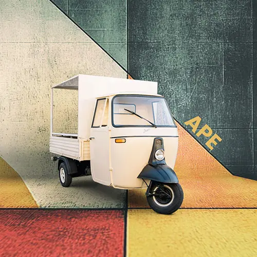 Un apecar ristrutturato è un'allegra postazione da ristoro mobile